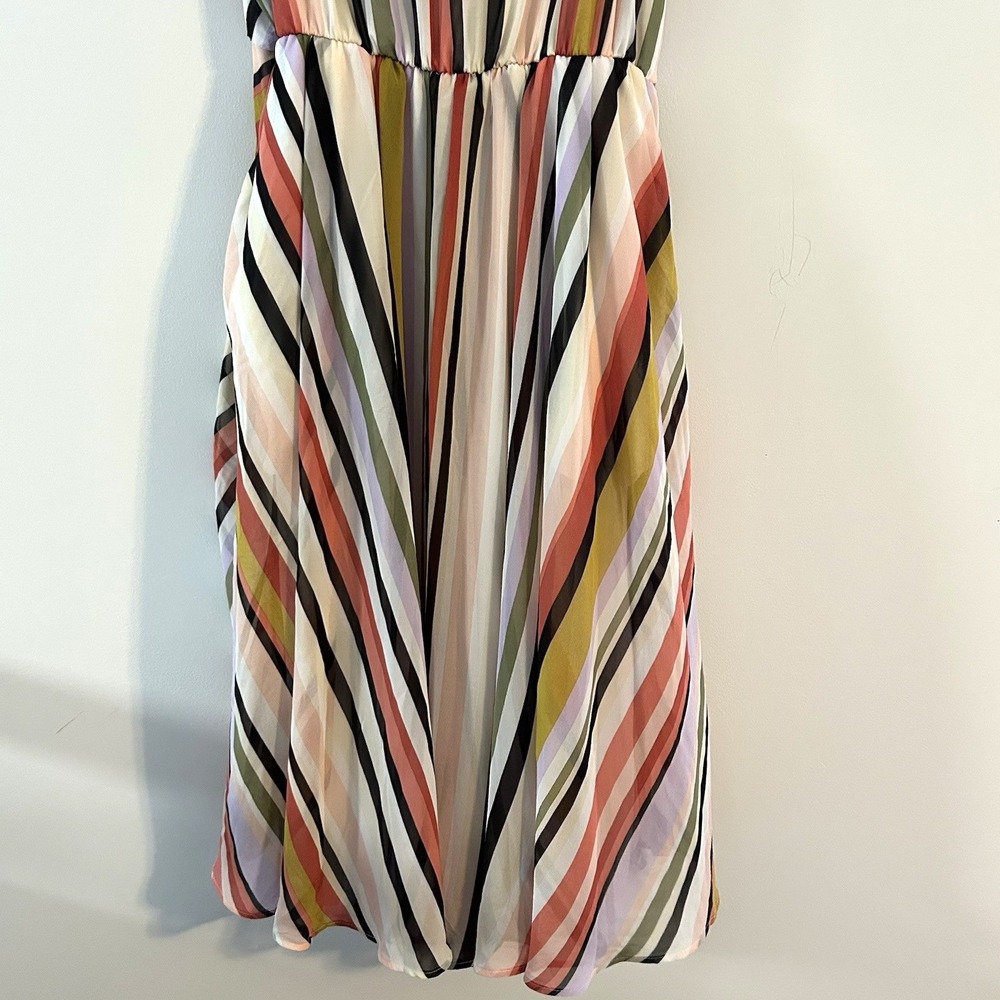 Torrid Multicolor Stripe Chiffon Midi Dress Pockets Sz M/L 00 NWT - Picture 7 of 14